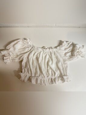 Koton Kids size 9/10 years White Eyelet Off-Shoulder Crop Top
